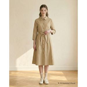 헤지스 여성 26SS 포멀 경량치노 원피스 베이지 HSDR6B307I2