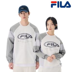 [휠라(프리미엄)]공용 컬러블럭 우븐 맨투맨 화이트 FS2POG3105X SWH