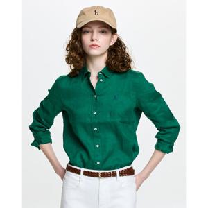 헤지스 여성 26SS 아이코닉 레귤러핏 린넨 셔츠 그린 HSSH6BC30E2
