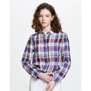 헤지스 여성 26SS 린넨 마드라스체크 셔츠 블루 HSSH6B311B2