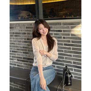 질스튜어트 뉴욕 여성 26SS 인플루언서PICK핑크 단색 울혼방 가디건 JSSW6B100P4