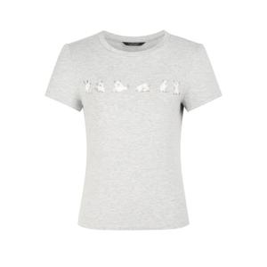 질스튜어트 뉴욕 여성 26SS 그레이 비즈장식 면혼방 반팔티셔츠 JSTS6B200G1