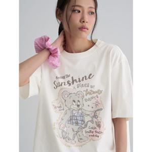 (356342CC41) [에잇세컨즈] 20수 그래픽 오버핏 반소매 티셔츠  화이트