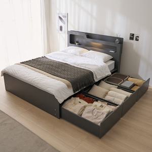 파로마 베이 바뉴 LED 빅서랍 퀸사이즈 수납 침대 프레임 Q