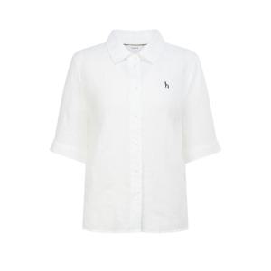 헤지스 여성 26SS 한정특가린넨 크롭 반팔 셔츠 화이트 HSSH6BC44WT