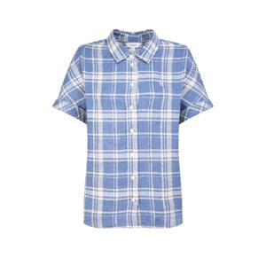 헤지스 여성 26SS 한정특가반팔 린넨 체크 셔츠 블루 HSSH6B409B2