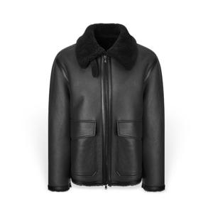 [헤지스 남성] 남성 프리미엄 양가죽 무스탕 점퍼 HZJU5D673BK HZJU5D673