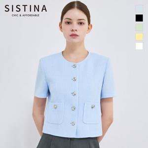 [SISTINA] 인기 라운드넥 트위드 크롭 자켓_AWWJKQ21040