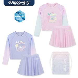 디슨커버리키즈 DKSZ94063 여아 프레시벤트 긴팔 래쉬가드 + 스커트 스윔 SET 수영복 세트