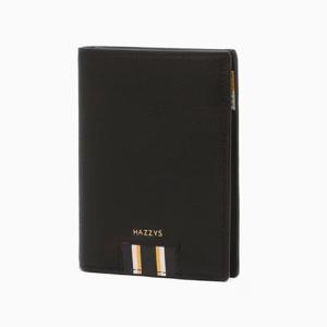 [헤지스ACC] 블랙 컬러배색 소가죽 중지갑 HJWA6F507BK