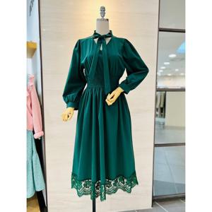 [포커스]리본넥 스모크 허리밴딩 롱원피스_FS2A7OP0007