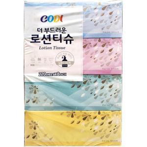 코디 부드러운 보습로션티슈 각티슈 미용티슈 2겹 8입 청소 클리