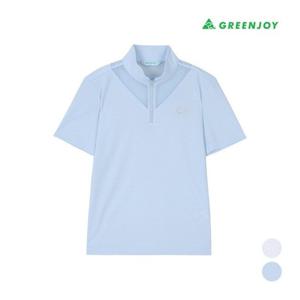 [그린조이]여성 메쉬 배색 하프 집업 PK 티셔츠