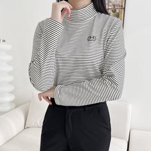 제니유 부드러운 피치 기모 반목티 단가라 목폴라 티셔츠