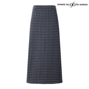 [나인식스뉴욕(영캐릭터)]융기모 체크 패턴 밴딩 스커트 (NO4WH004L0)