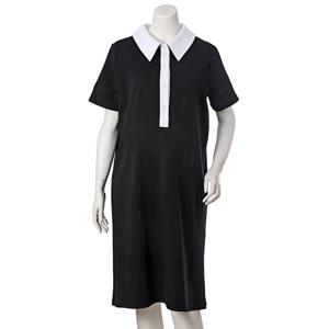 [마더피아]블랙 면 반팔 임산부원피스(ROP8047)