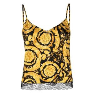 베르사체 바로코 프린트 실크 캐미솔 탑 10085571A06155