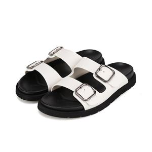 [바바라(슈즈)]소가죽 버클 플랫 남성샌들 2COLOR_BMI303BK