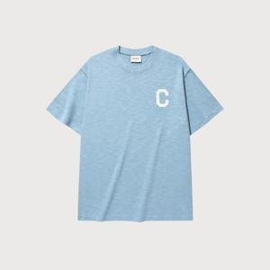커버낫반팔티 CQK CO2502ST32-BL 슬럽 크랙 C 로고 티셔츠 Blue