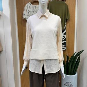 클리지 DP01 레이어드 버튼 니트 조끼 셔츠 CP7WSU01