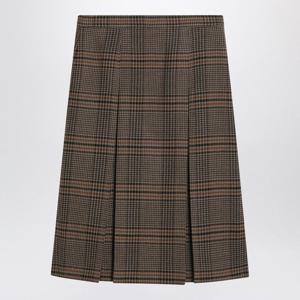 생로랑 체크 패턴 플리츠 울 미디 스커트 831068 Y9I702849