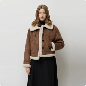 [시슬리]버클 하이넥 인조 스웨이드 무스탕SALE80561