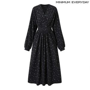 [미니멈][미니멈 에브리데이]골덴 플라워 랩 스타일 끈 플레어 롱 원피스 (EB4OW018D)