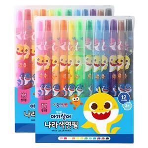 초저12색색연필 핑크퐁 종이나라 색연필 12색 2P 초등 미술 준비물