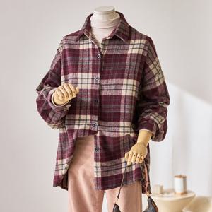 [한정수량] [커스텀에이블] 도톰 융기모 루즈핏 체크셔츠_T2512BL110D