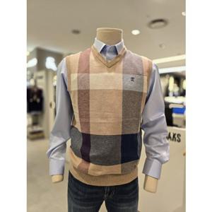 [닥스셔츠] 닥스 베스트 26년 모혼방 빅체크 패턴 브이넥 조끼 (DMP1SWVE201I1) DMP1SWVE201