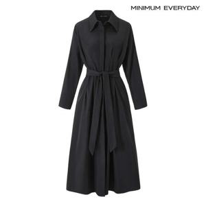 [미니멈][미니멈 에브리데이]카라 플레어 허리 스트랩 롱 셔츠 원피스 (EC1OW005D)
