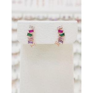 볼라레 세이브존01 귀볼라인 바게트 컬러풀 큐빅 은침 귀걸이 spe1170