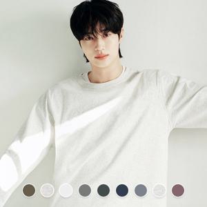 [지오다노] 남성 봄 라운드넥 기본핏 솔리드 무지 면 긴팔 티셔츠 026501