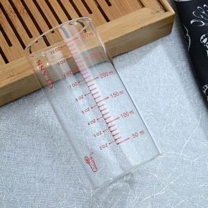 350ml 눈금패턴 내열 유리컵 레드 주스잔