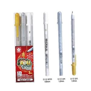 사쿠라 메탈릭-화이트 겔리롤 3본세트 GELLY ROLL