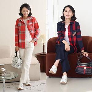 [쉬즈마담]J31795 여행의 설렘 자수 체크남방 50대 엄마옷