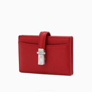 [닥스핸드백] 레드 아코디언 소가죽 카드지갑 DCWA6E715R2