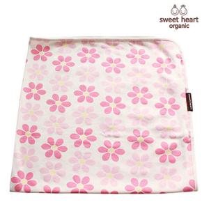 [스윗하트오가닉][스윗하트]무형광코튼 핑크꽃밭 아기블랭킷