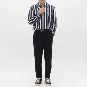 [더셔츠스튜디오]네이비 루즈핏 멀티 스트라이프 셔츠 (TSS306)