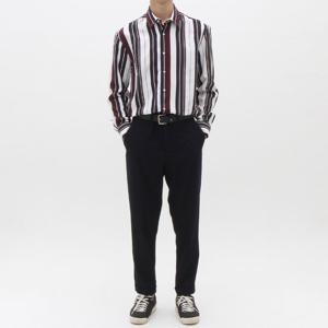 [더셔츠스튜디오]브라운 루즈핏 멀티 스트라이프 셔츠 (TSS307)