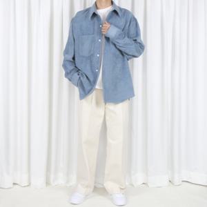 [더셔츠스튜디오]딥블루 오버핏 코듀로이 셔츠