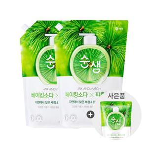 [애경]순샘 베이킹소다 피톤치드 리필 1.2L 2개+주방세제 200ml