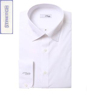 [듀퐁셔츠] 듀퐁셔츠 SE5SM12LS704SWH 노포켓 일반핏 구김 없는 화이트 솔리드 소매 로고 스트레치 긴팔 스판 셔츠 SE5SM12LS704