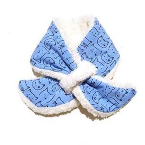 어린이스카프빕 블루 아동목도리 야옹이 넥워머