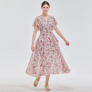 FOCUS  날개 소매 플라워 롱 원피스 PBINF5M1OP3491