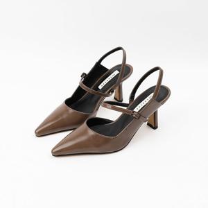 [신난다슈] 여성 슬링백 힐 7cm 여자 메리제인 스틸레토 펌프스 슬링백 구두 CA252312 코코아