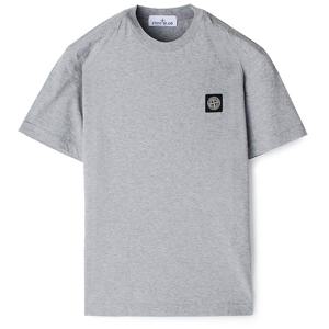 24FW 스톤 가슴패치 라운드 반팔티 멜란지그레이 811524113 A0M64