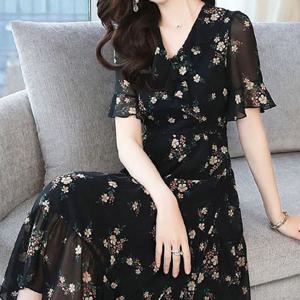 플라워원피스 DS168 여성쉬폰원피스 플라워 반팔 여름