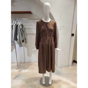 페이지플린  (F5COP002) 라운드넥 셔링 프린트 긴팔 쉬폰 원피스