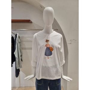 페이지플린  (F5CTS005) 라운드넥 프린트 7부 티셔츠